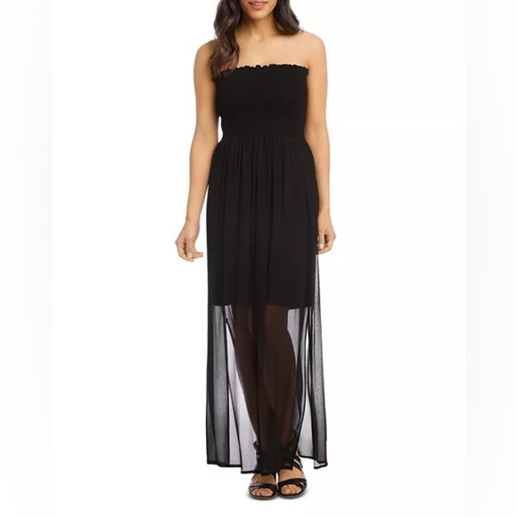 Karen Kane Smocked Semi Sheer Maxi Dress - Picture 4 of 7